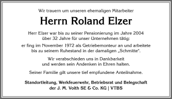 Traueranzeige von Roland Elzer von Allgäuer Anzeigeblatt