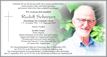 Traueranzeige von Rudolf Schreyer von Allgäuer Zeitung, Marktoberdorf