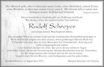 Traueranzeige von Rudolf Schreyer von Allgäuer Zeitung, Marktoberdorf