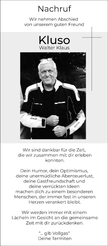 Traueranzeige von Walter Klaus von Memminger Zeitung