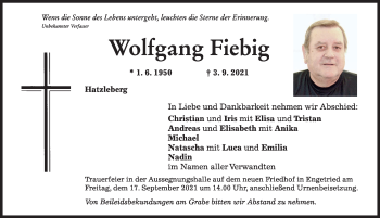 Traueranzeige von Wolfgang Fiebig von Memminger Zeitung