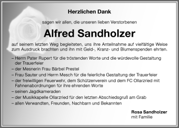 Traueranzeige von Alfred Sandholzer von Memminger Zeitung