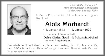 Traueranzeige von Alois Morhardt von Allgäuer Zeitung, Kaufbeuren/Buchloe