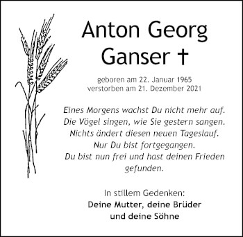 Traueranzeige von Anton Georg Ganser von Memminger Zeitung