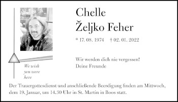 Traueranzeige von Chelle Željko Feher von Memminger Zeitung