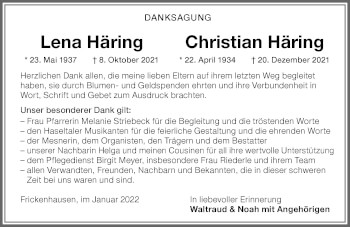 Traueranzeige von Christian Häring von Memminger Zeitung