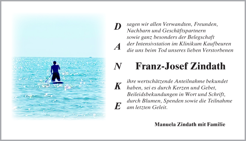  Traueranzeige für Franz-Josef Zindath vom 08.01.2022 aus Allgäuer Zeitung, Kaufbeuren/Buchloe