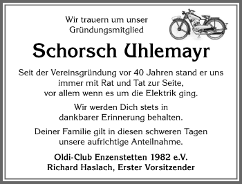 Traueranzeige von Georg Uhlemayr von Allgäuer Zeitung, Füssen