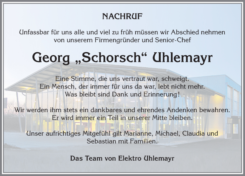  Traueranzeige für Georg Uhlemayr vom 11.01.2022 aus Allgäuer Zeitung, Füssen