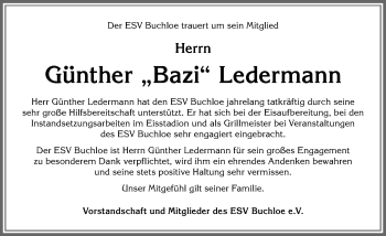 Traueranzeige von Günther Ledermann von Allgäuer Zeitung, Kaufbeuren/Buchloe