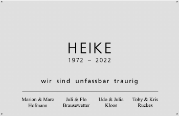 Traueranzeige von Heike  von Allgäuer Zeitung,Kempten