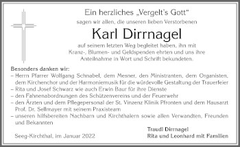 Traueranzeige von Karl Dirrnagel von Allgäuer Zeitung, Füssen