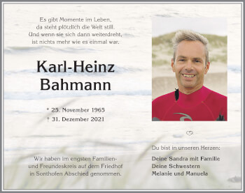 Traueranzeige von Karl-Heinz Bahmann von Allgäuer Anzeigeblatt