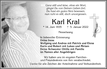 Traueranzeige von Karl Kral Kral von Allgäuer Zeitung, Füssen