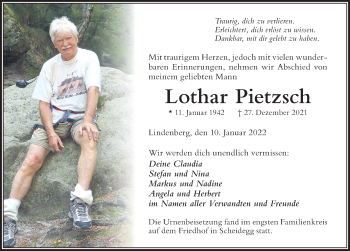 Traueranzeige von Lothar Pietzsch von Der Westallgäuer