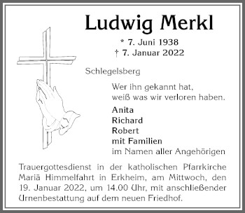 Traueranzeige von Ludwig Merkl von Memminger Zeitung