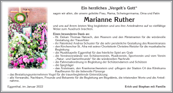 Traueranzeige von Marianne Ruther von Allgäuer Zeitung, Marktoberdorf