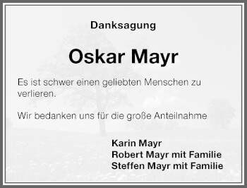 Traueranzeige von Oskar Mayr von Memminger Zeitung