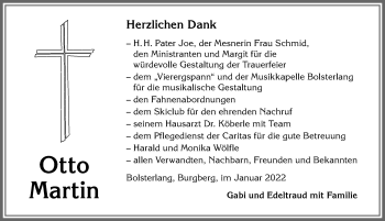 Traueranzeige von Otto Martin von Allgäuer Anzeigeblatt
