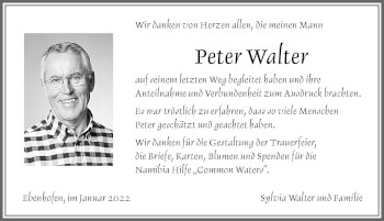 Traueranzeige von Peter Walter von Allgäuer Zeitung