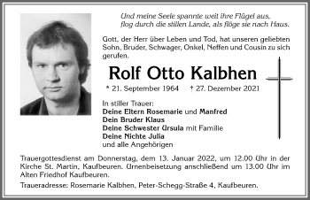 Traueranzeige von Rolf Otto Kalbhen von Allgäuer Zeitung, Kaufbeuren/Buchloe