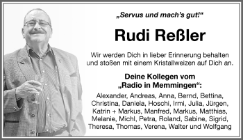 Traueranzeige von Rudi Reßler von Memminger Zeitung