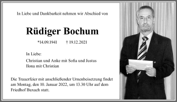 Traueranzeige von Rüdiger Bochum von Memminger Zeitung