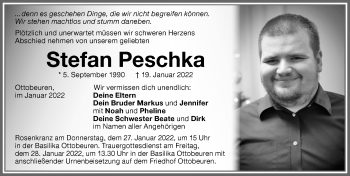 Traueranzeige von Stefan Peschka von Memminger Zeitung