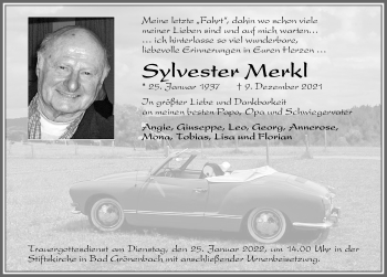 Traueranzeige von Sylvester Merkl von Memminger Zeitung