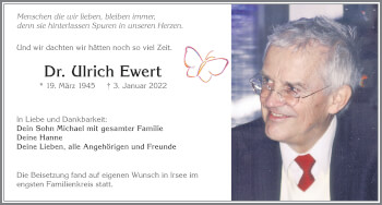 Traueranzeige von Ulrich Ewert von Allgäuer Zeitung, Kaufbeuren/Buchloe