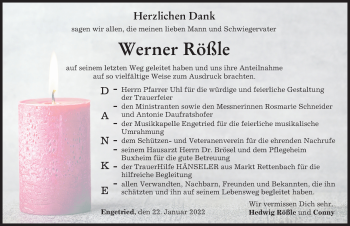 Traueranzeige von Werner Rößle von Memminger Zeitung