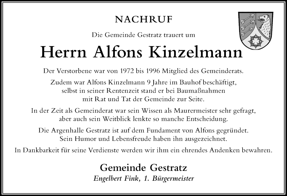  Traueranzeige für Alfons Kinzelmann vom 29.10.2022 aus Der Westallgäuer