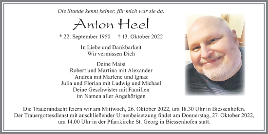 Traueranzeige von Anton Heel von Allgäuer Zeitung, Marktoberdorf
