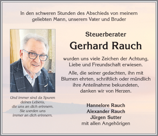 Traueranzeige von Gerhard Rauch von Allgäuer Zeitung, Kaufbeuren/Buchloe
