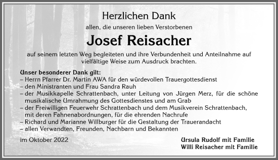 Traueranzeige von Josef Reisacher von Allgäuer Zeitung,Kempten