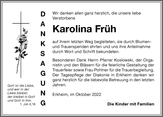 Traueranzeige von Karolina Früh von Memminger Zeitung