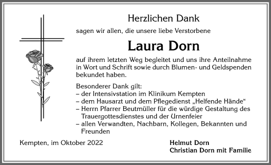Traueranzeige von Laura Dorn von Allgäuer Zeitung,Kempten