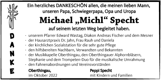 Traueranzeige von Michael Specht von Allgäuer Zeitung, Marktoberdorf