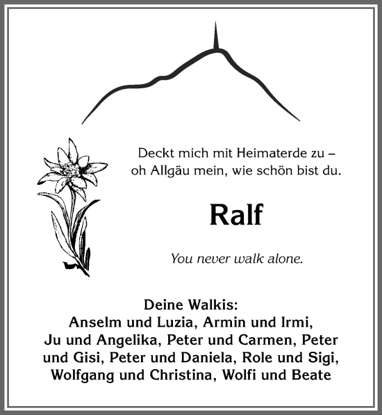 Traueranzeige von Ralf  von Allgäuer Zeitung,Kempten