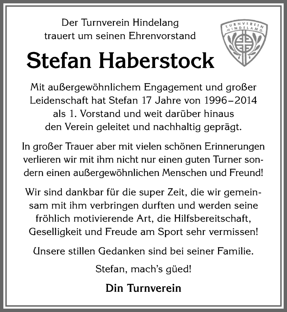  Traueranzeige für Stefan Haberstock vom 22.10.2022 aus Allgäuer Anzeigeblatt