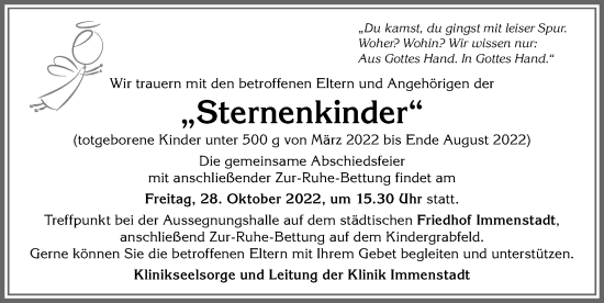 Traueranzeige von Sternenkinder  von Allgäuer Anzeigeblatt