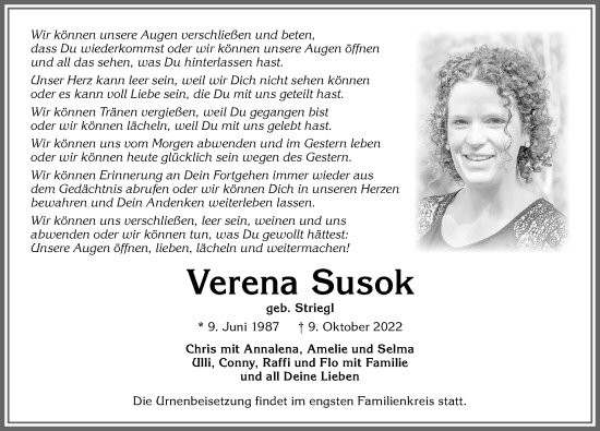 Traueranzeige von Verena Susok von Allgäuer Zeitung,Kempten