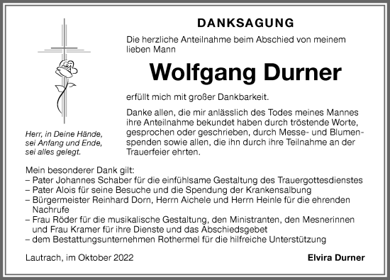 Traueranzeige von Wolfgang Durner von Memminger Zeitung
