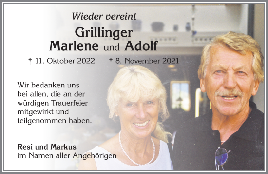 Traueranzeige von Adolf Grillinger von Allgäuer Anzeigeblatt