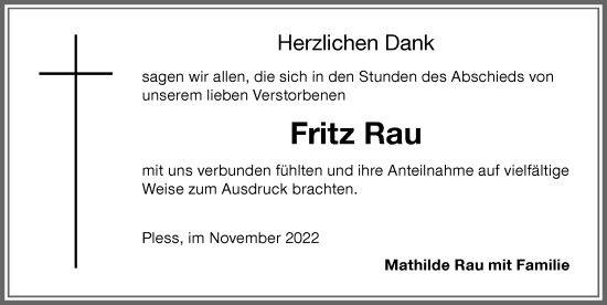 Traueranzeige von Fritz Rau von Memminger Zeitung