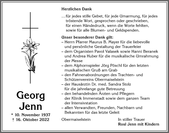 Traueranzeige von Georg Jenn von Allgäuer Anzeigeblatt