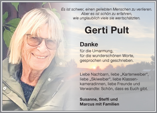 Traueranzeige von Gerti Pult von Memminger Zeitung