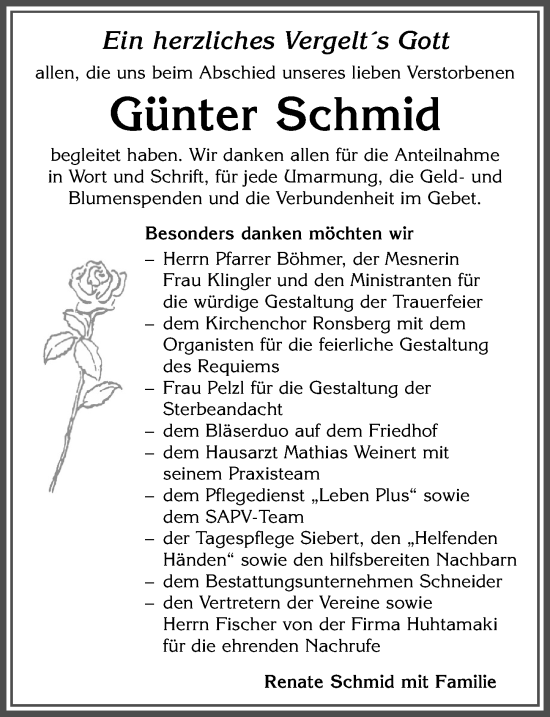 Traueranzeige von Günter Schmid von Allgäuer Zeitung, Marktoberdorf