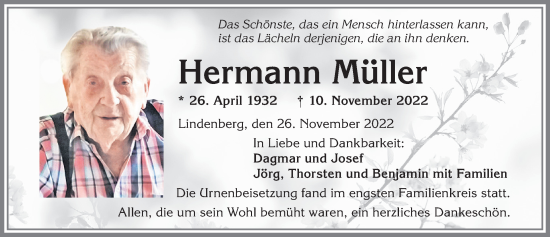 Traueranzeige von Hermann Müller von Allgäuer Zeitung, Kaufbeuren/Buchloe