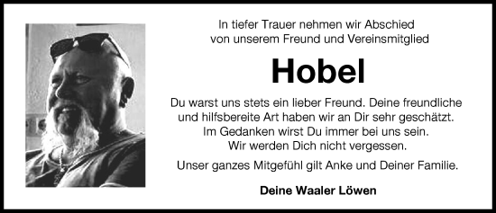 Traueranzeige von Hobel  von Allgäuer Zeitung, Kaufbeuren/Buchloe